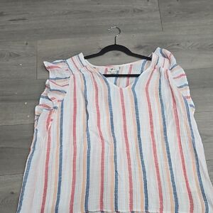 Style & Co. Ruffled Pink and Blue Blouse